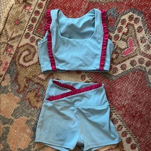 Kids Blue and Pink Ruffle Activewear Set